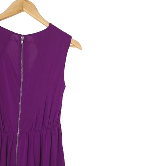 ALICE + OLIVIA Purple Silk Pleated  Fit & Flare Wrap Mini Dress Women's Size XS - Picture 10 of 14